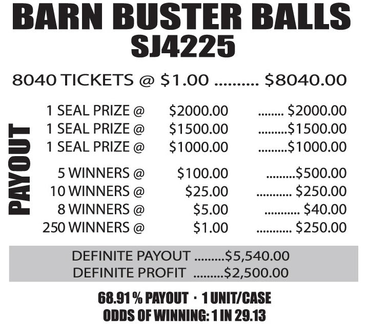 BARN BUSTER BALLS - SEAL CARD **HUGE PRIZES**