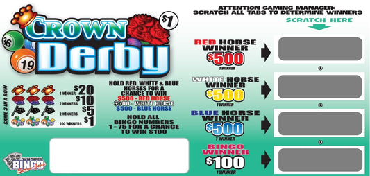 CROWN DERBY - SEAL CARD (HORSE RACE)