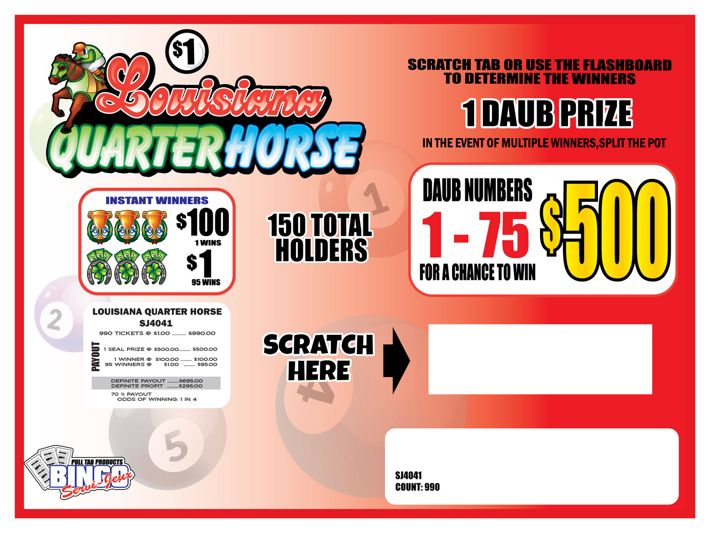 LOUISIANA QUARTER HORSE - $1 RED