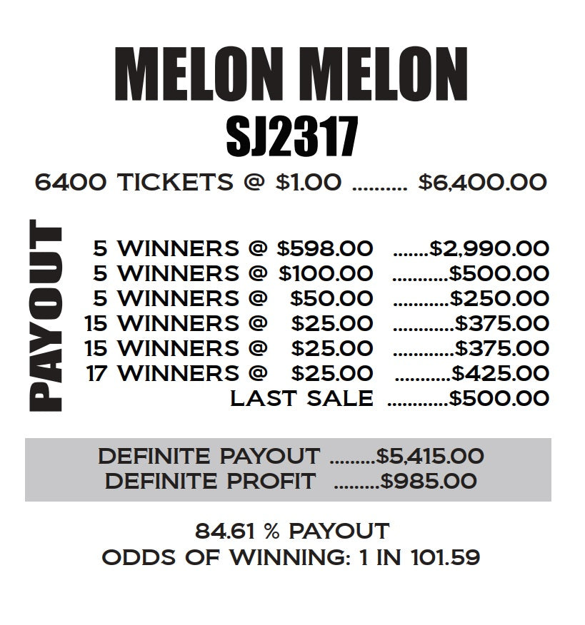 MELON MELON - Last Sale! (Missing tickets) #94