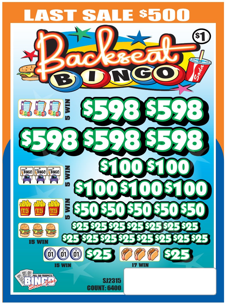 BACKSEAT BINGO - Last Sale! (Glue issue)