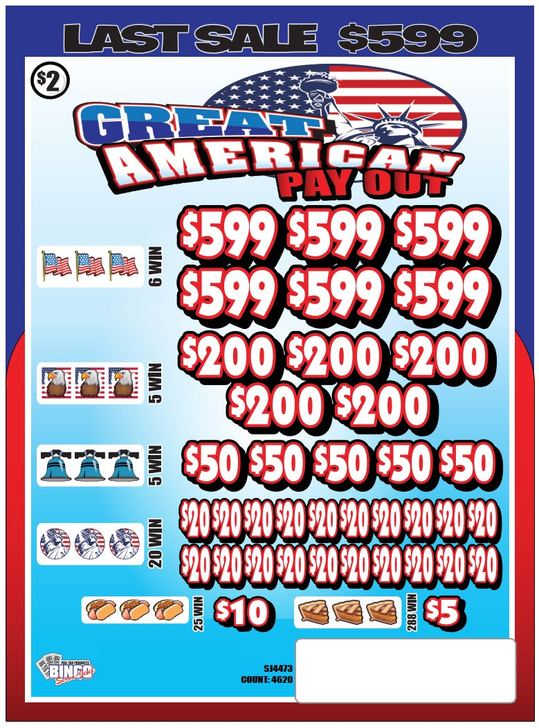 GREAT AMERICAN PAYOUT - LAST SALE! (Missing 5 tickets) #09