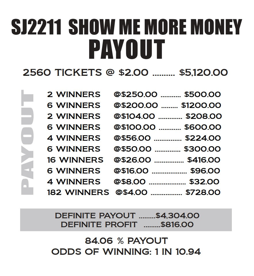 $2 SHOW ME MORE MONEY  **OVERSTOCK SALE**